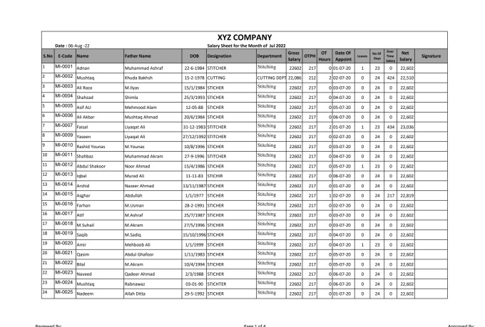 do salary sheets and salary slips for you